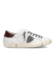 SNEAKERS PARIS CUIR BLANC SPOILER ROUGE PRLU V038 PHILIPPE MODEL HOMME baskets boutique Strasbourg shop store online STYLE