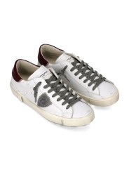 SNEAKERS PARIS CUIR BLANC SPOILER ROUGE PRLU V038 PHILIPPE MODEL HOMME baskets boutique Strasbourg shop store online front