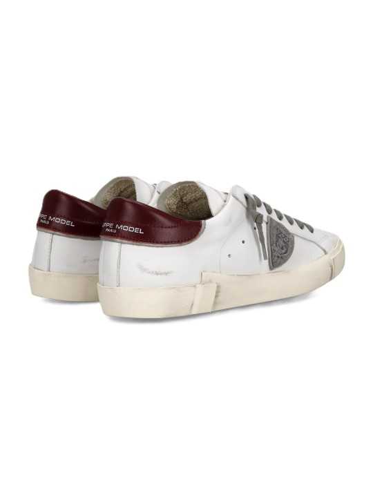 SNEAKERS PARIS CUIR BLANC SPOILER ROUGE PRLU V038 PHILIPPE MODEL HOMME baskets boutique Strasbourg shop store online BACK