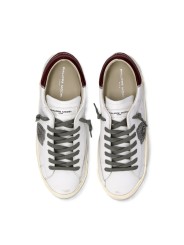 SNEAKERS PARIS CUIR BLANC SPOILER ROUGE PRLU V038 PHILIPPE MODEL HOMME baskets boutique Strasbourg shop store online VUE