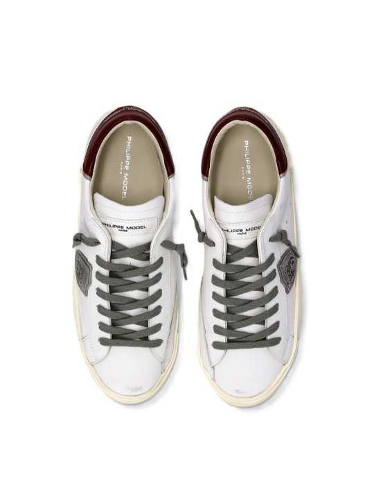 SNEAKERS PARIS CUIR BLANC SPOILER ROUGE PRLU V038 PHILIPPE MODEL HOMME baskets boutique Strasbourg shop store online VUE