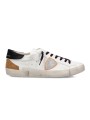 SNEAKERS PARIS CUIR BLANC LOGO ARGENT ORANGE PRLU WX58 PHILIPPE MODEL HOMME