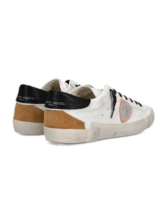 SNEAKERS PARIS CUIR BLANC LOGO ARGENT ORANGE PRLU WX58 PHILIPPE MODEL HOMME baskets boutique Strasbourg store shop BACK