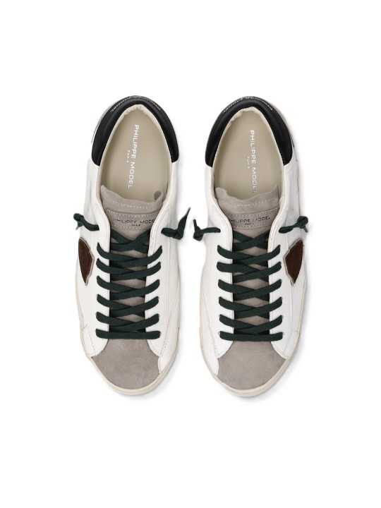 SNEAKERS PARIS BLANC SPOILER NOIR LOGO BRUN PRLU WX55 PHILIPPE MODEL HOMME Strasbourg boutique shop store online baskets VUE