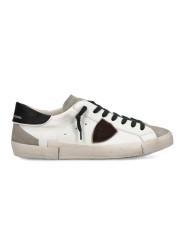 SNEAKERS PARIS BLANC SPOILER NOIR LOGO BRUN PRLU WX55 PHILIPPE MODEL HOMME