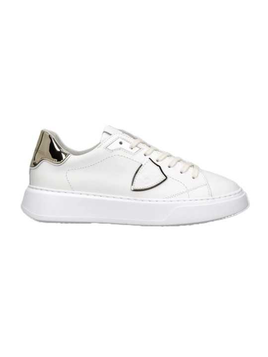 Baskets Temple cuir blanc spoiler or Philippe Model Femme BTLD VM04 sneaker boutique Strasbourg mode store shop front