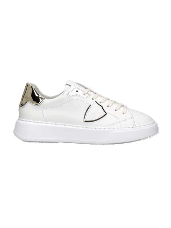 Baskets Temple cuir blanc spoiler or Philippe Model Femme BTLD VM04 sneaker boutique Strasbourg mode store shop front