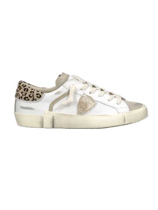 Baskets Prsx Paris blanc mastic spoiler print léopard Philippe Model Femme PRLD VL14 boutique sneakers Strasbourg shop store one