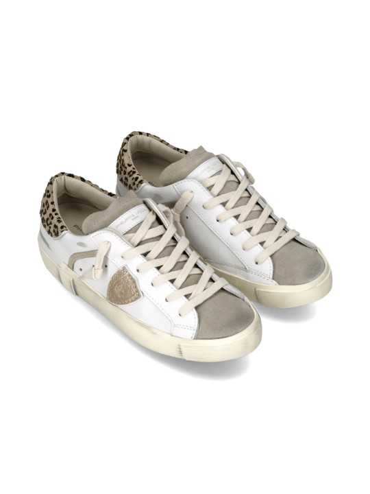 Baskets Prsx Paris blanc mastic spoiler print léopard Philippe Model Femme PRLD VL14 boutique sneakers Strasbourg shop store vue