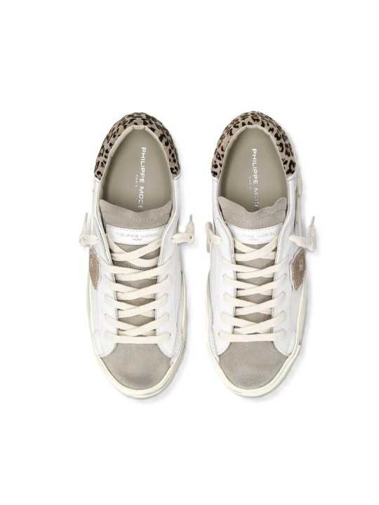 Baskets Prsx Paris blanc mastic spoiler print léopard Philippe Model Femme PRLD VL14 boutique sneakers Strasbourg shop store ov