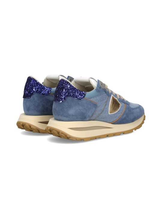 Baskets Tropez Haute bleu denim Philippe Model Femme TKLD DD01 sneaker boutique Strasbourg mode store shop arr