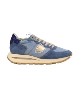 Baskets Tropez Haute bleu denim Philippe Model Femme TKLD DD01 sneaker boutique Strasbourg mode store shop front