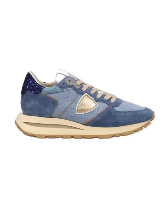 Baskets Tropez Haute bleu denim Philippe Model Femme TKLD DD01 sneaker boutique Strasbourg mode store shop front