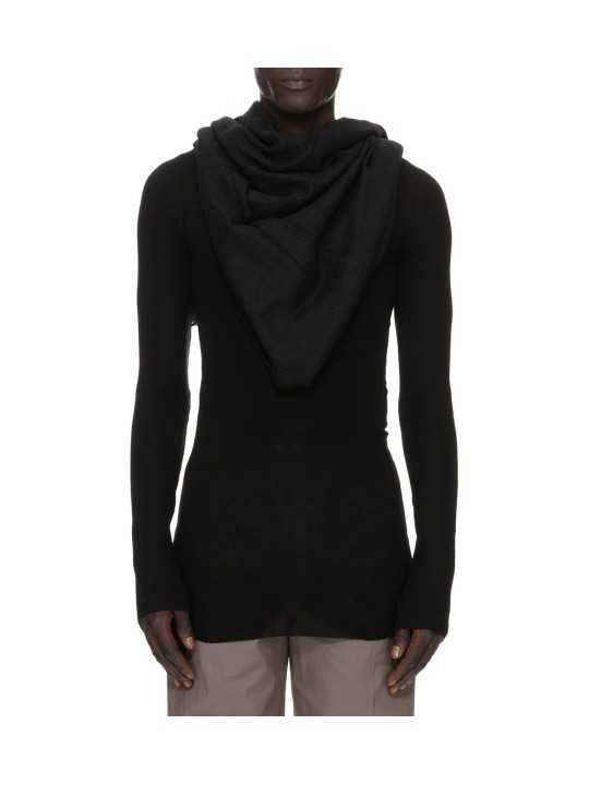 CHECHE FOLLO MEGA 140 200 SOIE CACHEMIRE NOIR RP02F 5460 SCAR 09 RICK OWENS