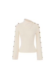 Pull marin écru burro boutons manche Elisabetta Franchi femme MK03S 000101 193 boutique Strasbourg vêtement mode shop store fl