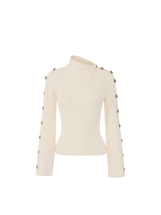 Pull marin écru burro boutons manche Elisabetta Franchi femme MK03S 000101 193 boutique Strasbourg vêtement mode shop store fl
