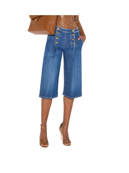 JUPE CULOTTE JEANS A PONT BRUT DELAVEE PJ19N 006372 139 Elisabetta Franchi Strasbourg look