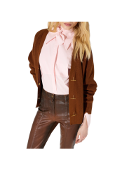 GILET OVERSIZE BOUTON CHAINE BARETTE GOLD CARAMEL CIGARO MK01S 000101 FK3 Elisabetta Franchi Strasbourg vêtement mode shop style
