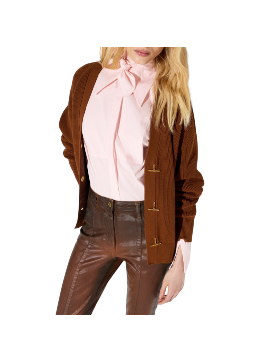 GILET OVERSIZE BOUTON CHAINE BARETTE GOLD CARAMEL CIGARO MK01S 000101 FK3 Elisabetta Franchi Strasbourg vêtement mode shop style