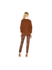 GILET OVERSIZE BOUTON CHAINE BARETTE GOLD CARAMEL CIGARO MK01S 000101 FK3 Elisabetta Franchi Strasbourg vêtement mode shop back