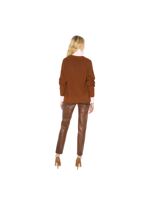 GILET OVERSIZE BOUTON CHAINE BARETTE GOLD CARAMEL CIGARO MK01S 000101 FK3 Elisabetta Franchi Strasbourg vêtement mode shop back