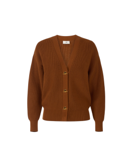GILET OVERSIZE BOUTON CHAINE BARETTE GOLD CARAMEL CIGARO MK01S 000101 FK3 Elisabetta Franchi Strasbourg vêtement mode shop flat