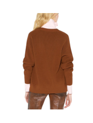 GILET OVERSIZE BOUTON CHAINE BARETTE GOLD CARAMEL CIGARO MK01S 000101 FK3 Elisabetta Franchi Strasbourg vêtement mode shop dos