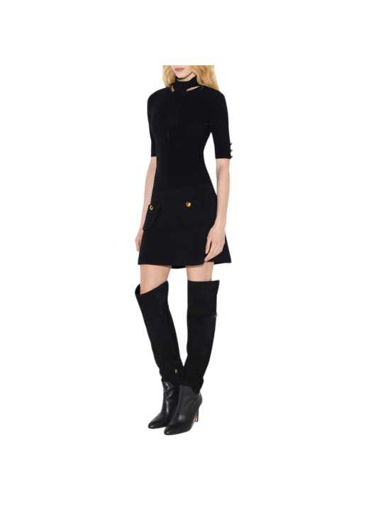 ROBE NOIRE COURTE MAILLE POCHES PLAQUEES AM04S 000101 110 ELISABETTA FRANCHI Strasbourg vêtement shop mode concept store look
