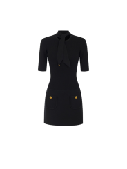 ROBE NOIRE COURTE MAILLE POCHES PLAQUEES AM04S 000101 110 ELISABETTA FRANCHI Strasbourg vêtement shop mode concept store flat