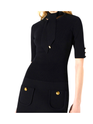 ROBE NOIRE COURTE MAILLE POCHES PLAQUEES AM04S 000101 110 ELISABETTA FRANCHI Strasbourg vêtement shop mode concept store détail