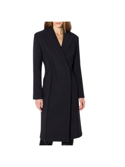 MANTEAU NOIR COUTURE LONG PINCES DOS CP004 66E1 6387 110 ELISABETTA FRANCHI Strasbourg vêtement mode store boutique front