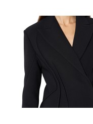 MANTEAU NOIR COUTURE LONG PINCES DOS CP004 66E1 6387 110 ELISABETTA FRANCHI Strasbourg vêtement mode store boutique zoom