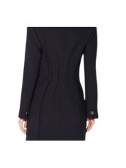 MANTEAU NOIR COUTURE LONG PINCES DOS CP004 66E1 6387 110 ELISABETTA FRANCHI Strasbourg vêtement mode store boutique détail