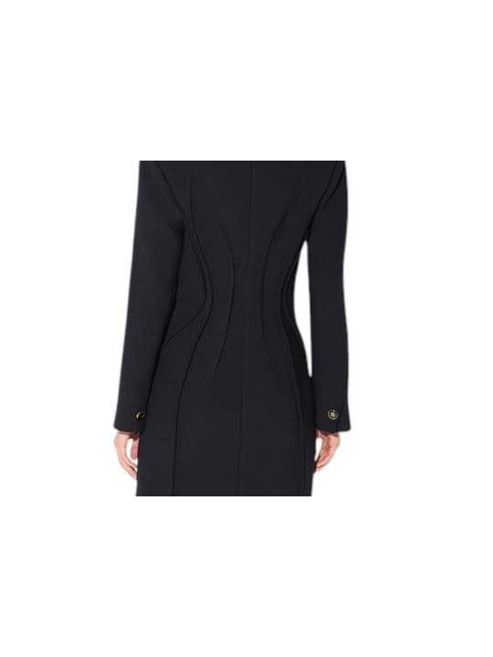 MANTEAU NOIR COUTURE LONG PINCES DOS CP004 66E1 6387 110 ELISABETTA FRANCHI Strasbourg vêtement mode store boutique détail
