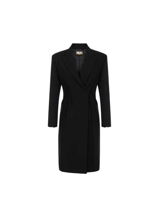 MANTEAU NOIR COUTURE LONG PINCES DOS CP004 66E1 6387 110 ELISABETTA FRANCHI Strasbourg vêtement mode store boutique flat