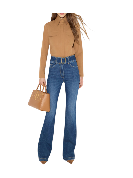 CHEMISE COTON STRETCH CAMEL DAINO CA174 6391 A16 Elisabetta Franchi Strasbourg vêtement boutique mode shop concept store look
