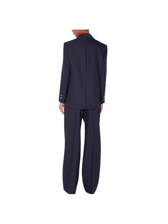 VESTE TAILLEUR LOOSE NAVY RAYE ROUGE BOUTON BLASON ROUGE GI247 6382 F09 Strasbourg vêtement boutique mode concept store shop loo