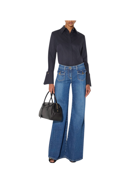 JEANS PATTE D EPH POCHES PLAQUEES BRUT DELAVE PJ18N 06372 139 Elisabetta Franchi Strasbourg vêtement mode boutique concept store