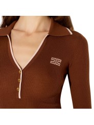 POLO LAINE MANCHE 34 CARAMEL CIGARO MK17B 004477 FQ4 Elisabetta Franchi Strasbourg vêtement mode concept store boutique détail