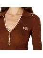 POLO LAINE MANCHE 34 CARAMEL CIGARO MK17B 004477 FQ4 Elisabetta Franchi Strasbourg vêtement mode concept store boutique détail