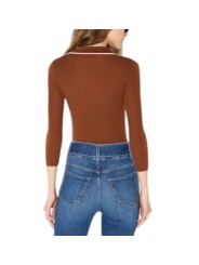 POLO LAINE MANCHE 34 CARAMEL CIGARO MK17B 004477 FQ4 Elisabetta Franchi Strasbourg vêtement mode concept store boutique dos