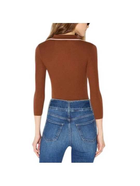 POLO LAINE MANCHE 34 CARAMEL CIGARO MK17B 004477 FQ4 Elisabetta Franchi Strasbourg vêtement mode concept store boutique dos