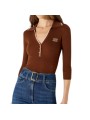 POLO LAINE MANCHE 34 CARAMEL CIGARO MK17B 004477 FQ4 Elisabetta Franchi Strasbourg vêtement mode concept store boutique front
