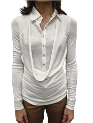 POLO MAILLE EMPIECEMENT DRAPE IVOIRE MD10B 004477 360 Elisabetta Franchi Strasbourg vêtement boutique concept store mode shop f