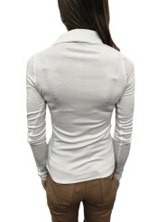 POLO MAILLE EMPIECEMENT DRAPE IVOIRE MD10B 004477 360 Elisabetta Franchi Strasbourg vêtement boutique concept store mode shop d