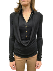 POLO MAILLE EMPIECEMENT DRAPE NOIR MD10B 004477 110 Elisabetta Franchi Strasbourg vêtement boutique concept store mode l