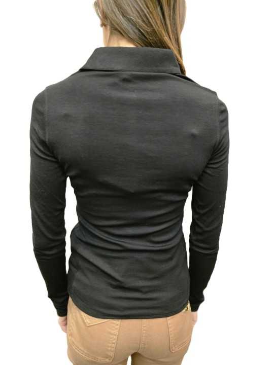 POLO MAILLE EMPIECEMENT DRAPE NOIR MD10B 004477 110 Elisabetta Franchi Strasbourg vêtement boutique concept store mode d