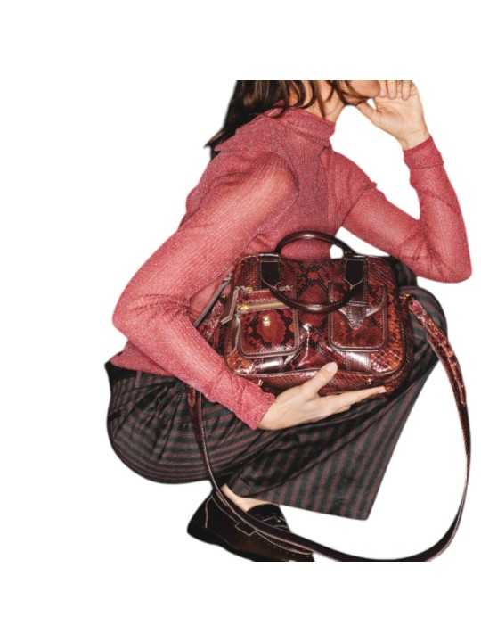 Sac double Richie python bordeaux Marovino Claris Virot femme 4612 boutique Strasbourg concept store bag shop style