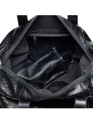 SAC WEEKEND CUIR & PYTHON NOIR ROGER L 121 CLARIS VIROT boutique bag ROGER L CHECK EMBOSSE Strasbourg boutique store in