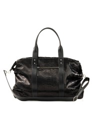 SAC WEEKEND CUIR & PYTHON NOIR ROGER L 121 CLARIS VIROT boutique bag ROGER L CHECK EMBOSSE Strasbourg boutique store 1